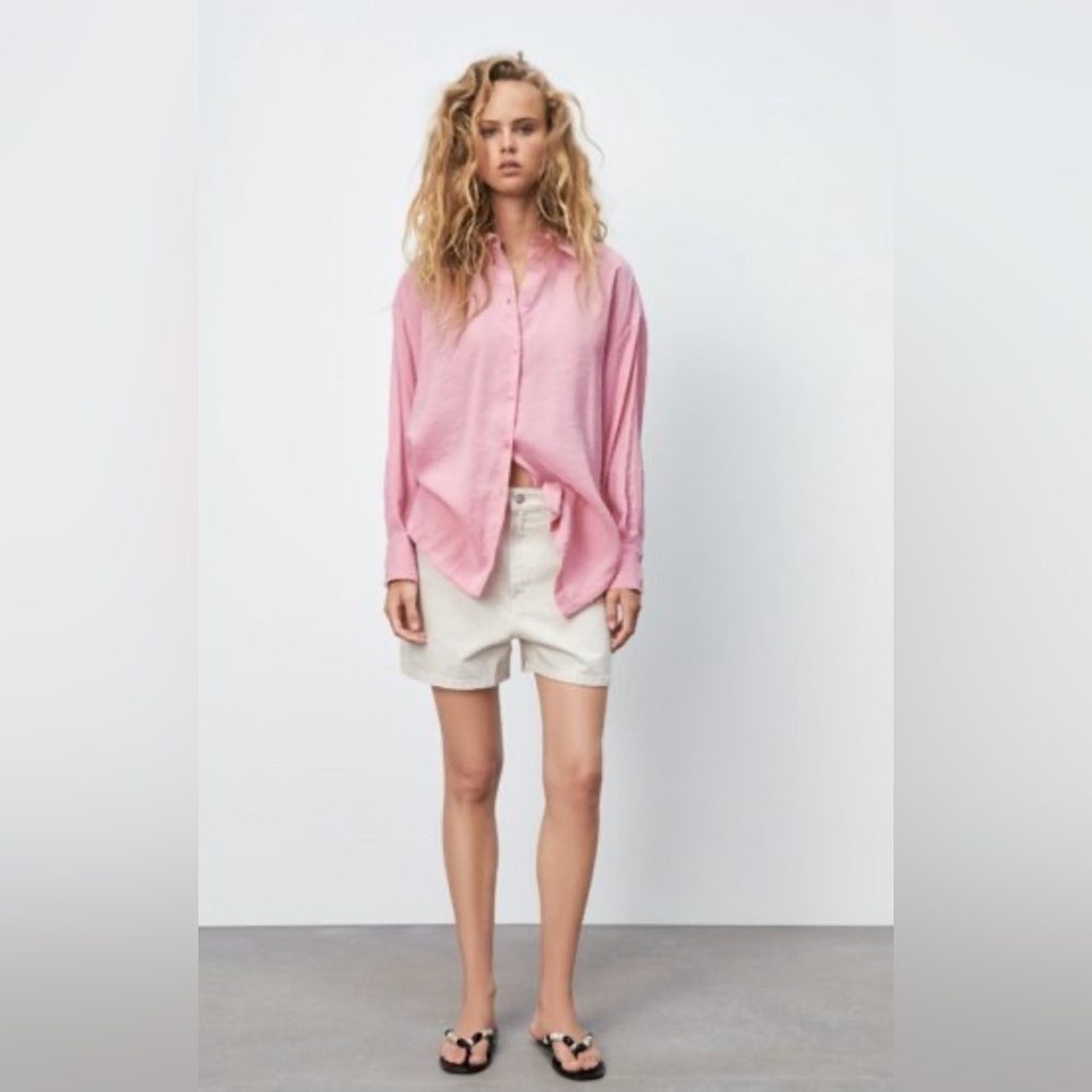 ZARA Pink Button Down Shirt Oxford Women's XXL